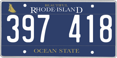 RI license plate 397418