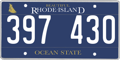 RI license plate 397430