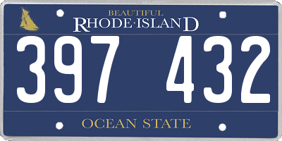 RI license plate 397432