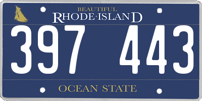 RI license plate 397443