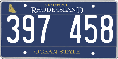 RI license plate 397458