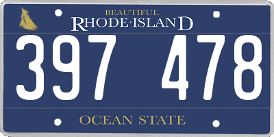 RI license plate 397478