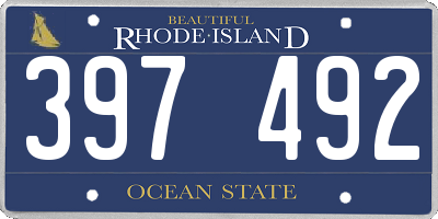 RI license plate 397492
