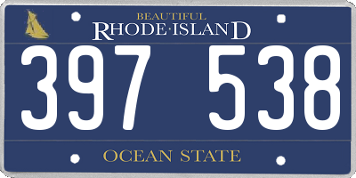 RI license plate 397538