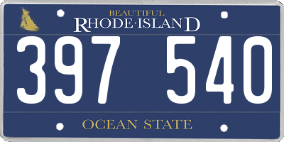 RI license plate 397540