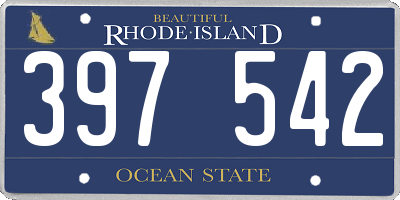 RI license plate 397542