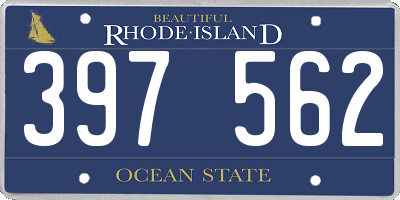 RI license plate 397562