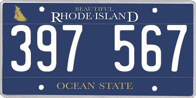 RI license plate 397567