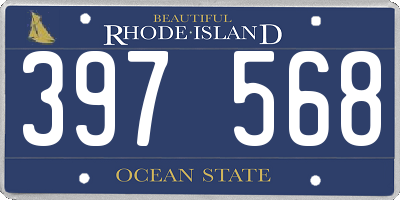 RI license plate 397568