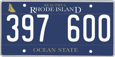 RI license plate 397600