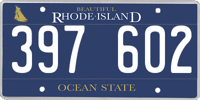 RI license plate 397602