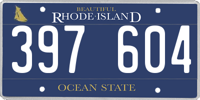 RI license plate 397604