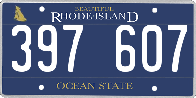 RI license plate 397607