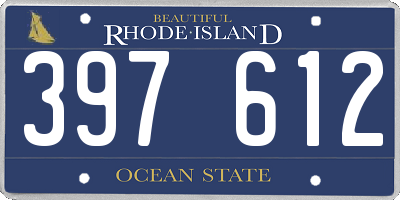 RI license plate 397612