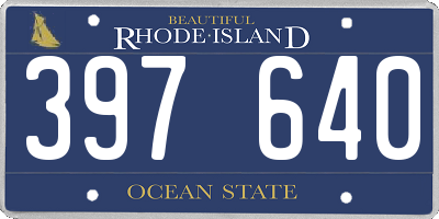 RI license plate 397640
