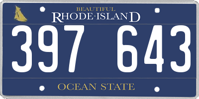 RI license plate 397643