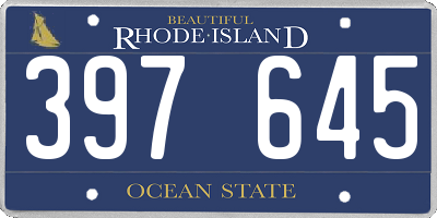 RI license plate 397645