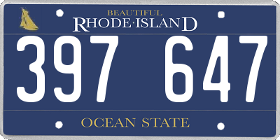 RI license plate 397647