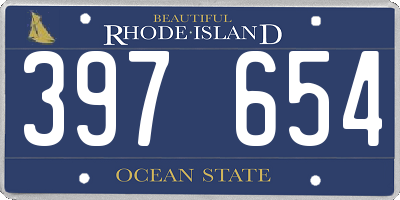 RI license plate 397654