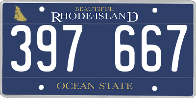 RI license plate 397667