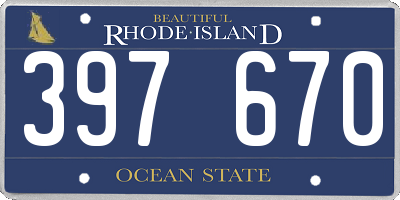 RI license plate 397670