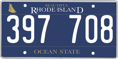 RI license plate 397708