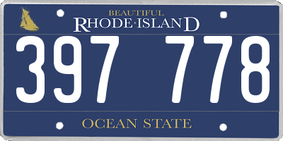 RI license plate 397778