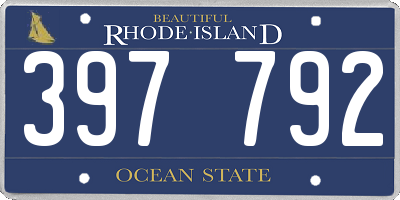 RI license plate 397792