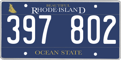 RI license plate 397802