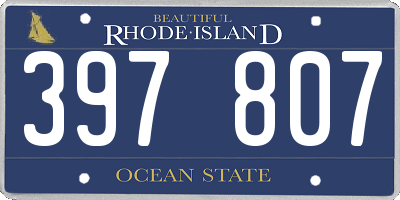RI license plate 397807