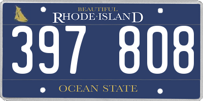 RI license plate 397808
