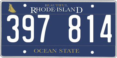RI license plate 397814