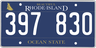 RI license plate 397830