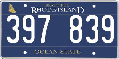 RI license plate 397839