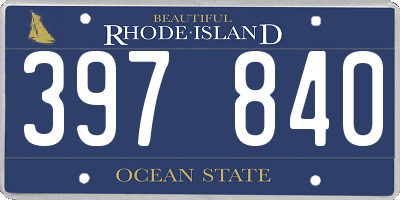 RI license plate 397840