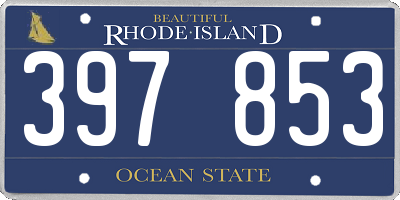 RI license plate 397853