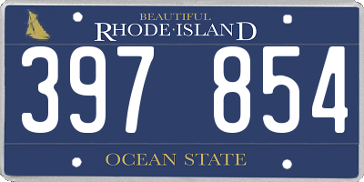 RI license plate 397854