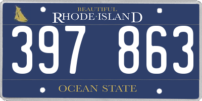RI license plate 397863