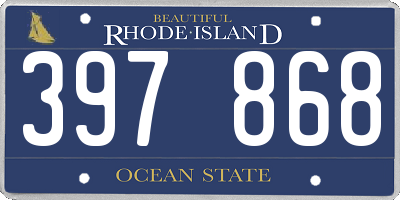 RI license plate 397868