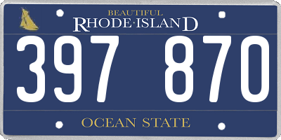 RI license plate 397870