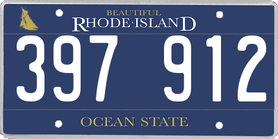 RI license plate 397912