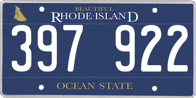 RI license plate 397922