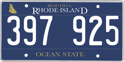 RI license plate 397925