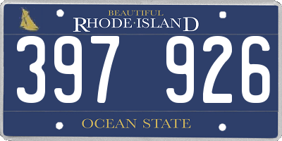 RI license plate 397926