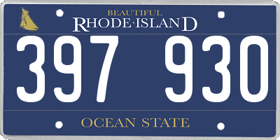 RI license plate 397930