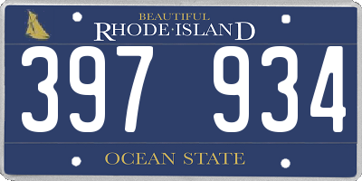 RI license plate 397934