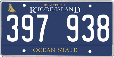 RI license plate 397938
