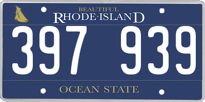 RI license plate 397939