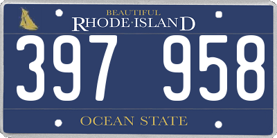 RI license plate 397958