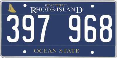 RI license plate 397968